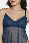 Zivame Lace N Mesh Babydoll with Thong - Gibraltor Sea — thumbnail 5